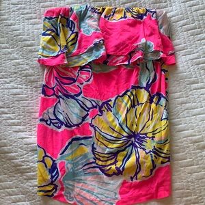 Lilly Pulitzer Size Small PINK Ruffled Tube Top